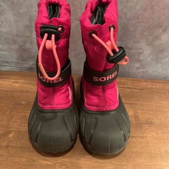Kids Sorel Flurry snow boots bright pink size 8 - Picture 4 of 10